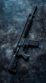 Modern Tactical Rifle Displayed on Industrial Surface