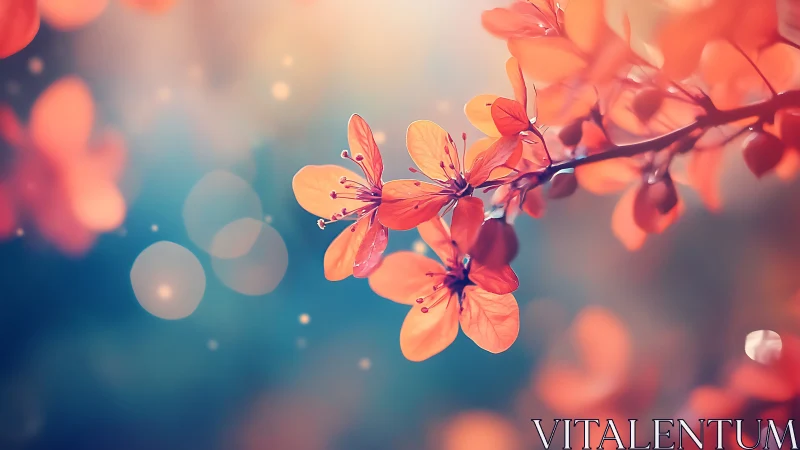 Soft-Focus Floral Branch with Bokeh Depth.
