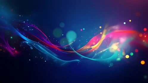 Neon light waves flow across deep blue digital spectrum.