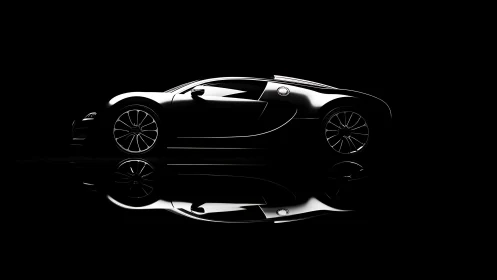 Side-profile hypercar silhouette with specular rim reflections