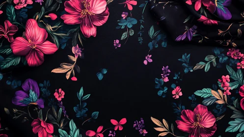Nocturnally Illuminated Botanical Array with Chromatic Floral Composition.