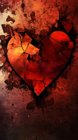 Fragmented heart form rendered in geometric segments against textured background.