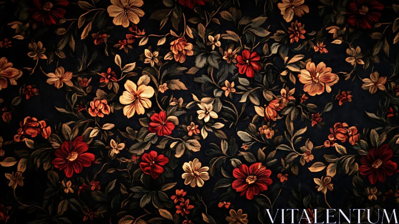 Dark Floral Pattern: Vintage Botanical Design.