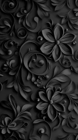 Monochromatic 3D Relief Composition: Sculptural Floral Forms with Intricate Dimensional Layering