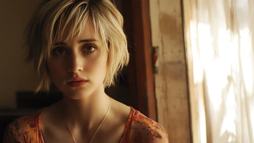 Soft afternoon portrait captures reflective young woman.