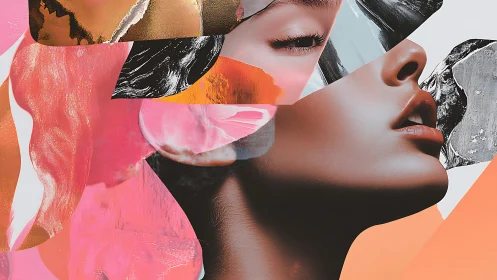 Layered chromatic portrait with hybrid abstract facial planes.