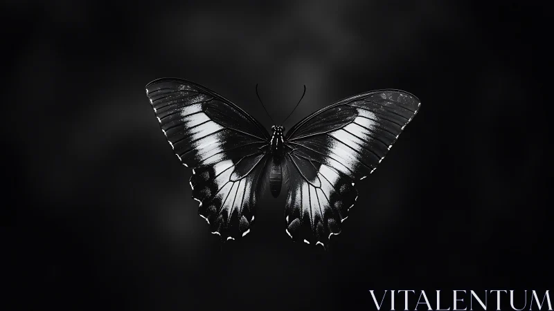 Monochrome lepidopteran under high-contrast optical isolation.