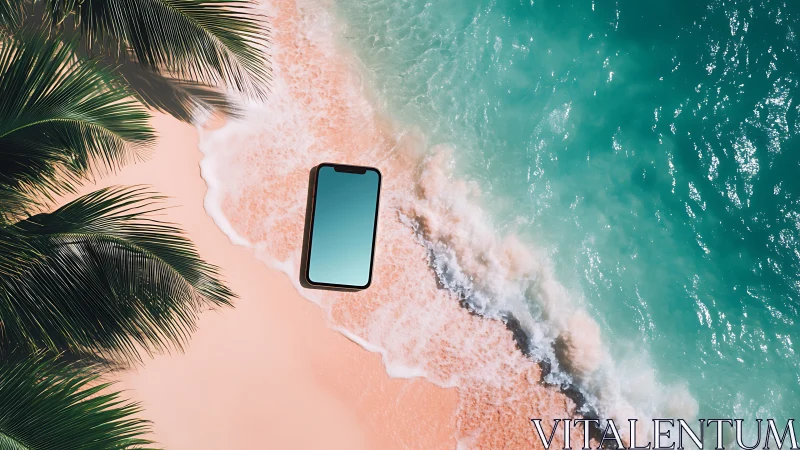 Smartphone Lost Between Paradise: Coastal Escape Interrupted by Technology