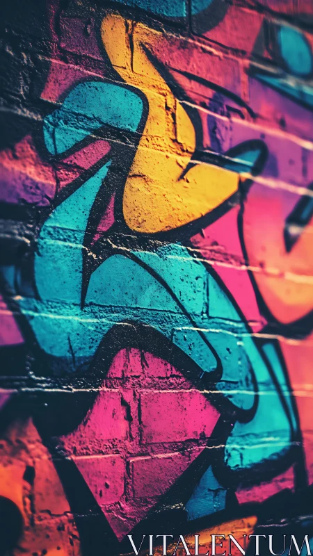 Colorful street graffiti splashes a brick wall with energy.