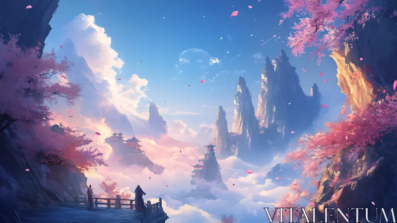 Gentle journey through floating temples and cherry skies.