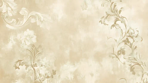 Vintage beige floral damask pattern fills textured background