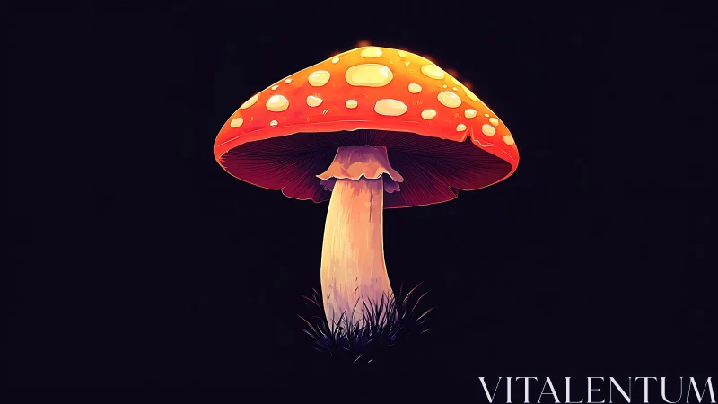Glow of the midnight mushroom in a gentle forest dream.