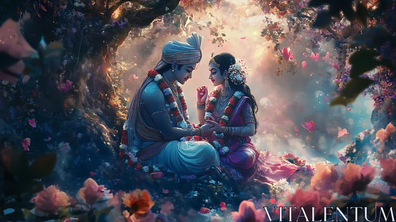 Radha Krishna in Enchanted Garden of Blooms.