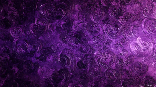 Vibrant violet heart swirls create a dreamy romantic haze