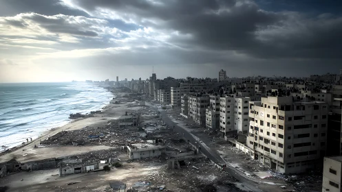 Stormlit coastal cityscape holding quiet stories of change.