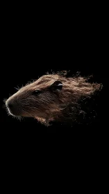 Shimmering capybara comet dissolving into velvet dark.