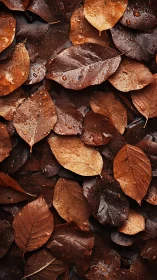 Hydrophobic autumn foliage with macro surface topology study.