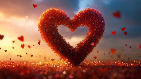 Glittering Heart Rises Through Amber Light Realm.