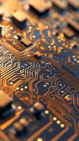 Luminous copper circuitry tracing a futuristic motherboard.