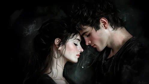 Intimate Portrait: Two Figures in Dramatic Chiaroscuro.