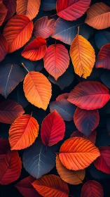 Autumn ember leaves glow against deep twilight shadows.