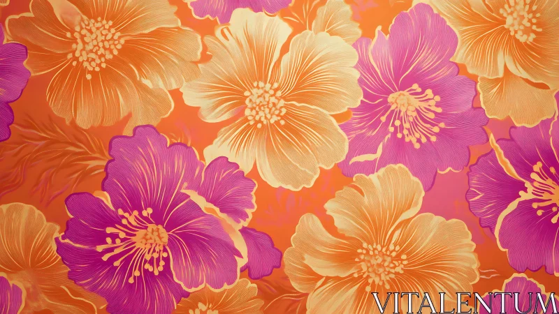 Vibrant Floral Bloom Pattern. Warm Palette Design.