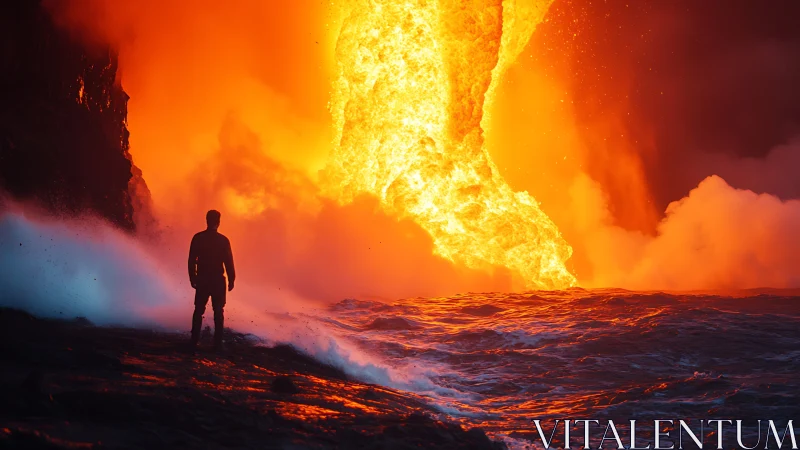 Standing Before the Inferno: A Moment of Human Courage.