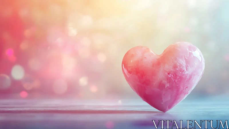 Pink Crystal Heart Against Soft Pastel Gradient Background.