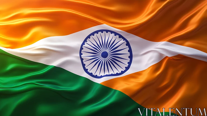 Rendered Indian tricolour flag displays central Ashoka Chakra