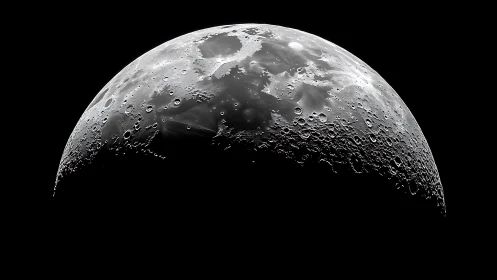 High contrast lunar terminator detail with illuminated craters