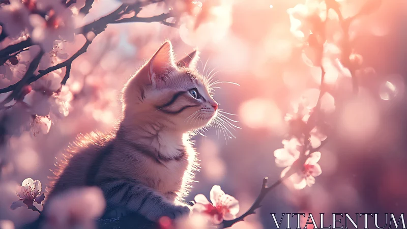 Whisker Dreams: Kitten Discovers Magic Among Cherry Blossoms