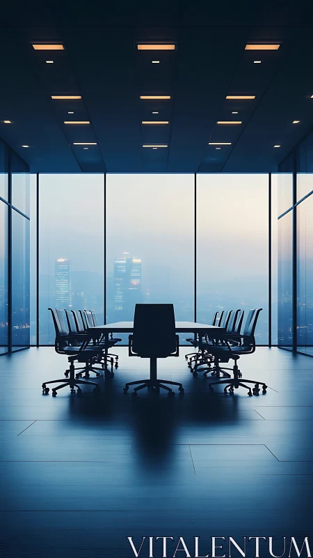 Modern Conference Room: High-Rise Corporate Interior.