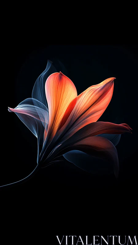 Luminous Bloom: Nature's Fiery Grace Against Darkness.