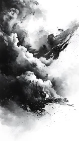 Monochrome storm cloud abstraction in dynamic flux.