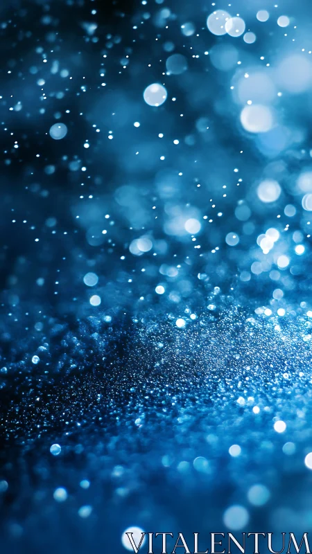 Macro bokeh of suspended blue water droplets in motion