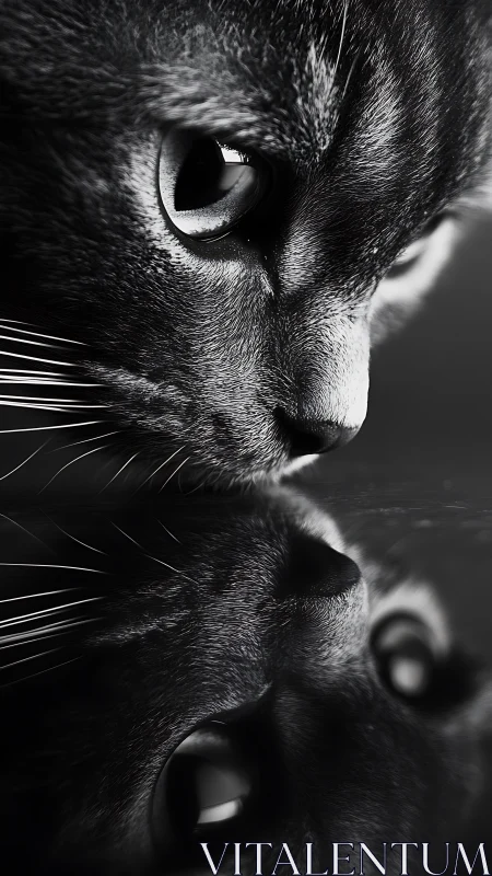 Cat's Intense Gaze in Monochrome Contrast.