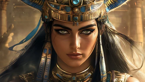 Gleaming desert queen with fierce, mesmerizing gaze.