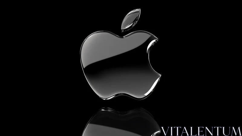 Polished Apple Logo Against Black Backdrop with Reflection