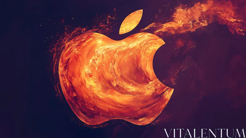 Incandescent Apple Logo Burning in Flame Effects.
