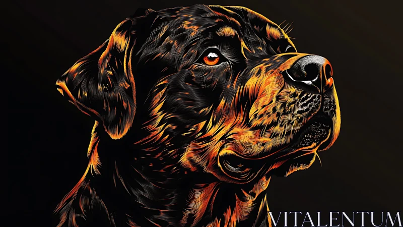 Loyal dog in glowing colors gazing with quiet devotion.