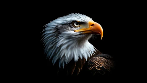 Majestic bald eagle digital portrait with realistic feather details.