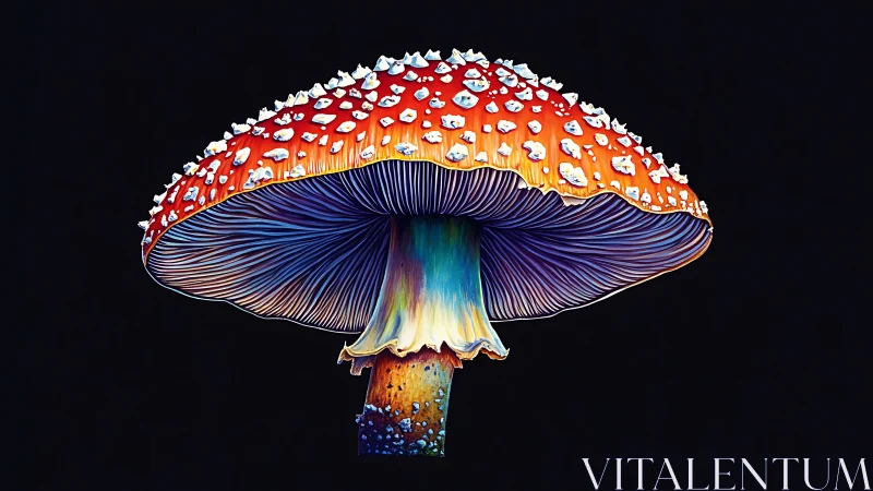 Glowing forest mushroom stands radiant against deep night