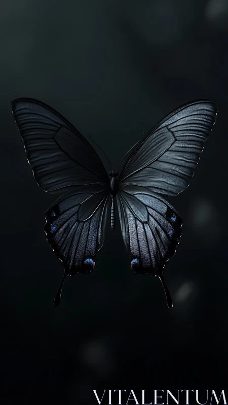 Midnight-winged butterfly poised like living moonlight.