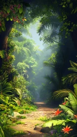 Tropical Canopy Passage with Stratified Luminous Depth.