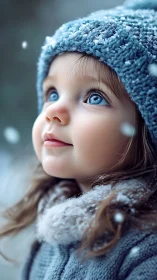 Child's Winter Wonder: Frosted Contemplation Upward.