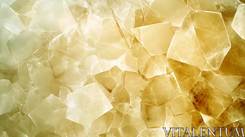 Translucent golden mineral crystals form overlapping geometric planes