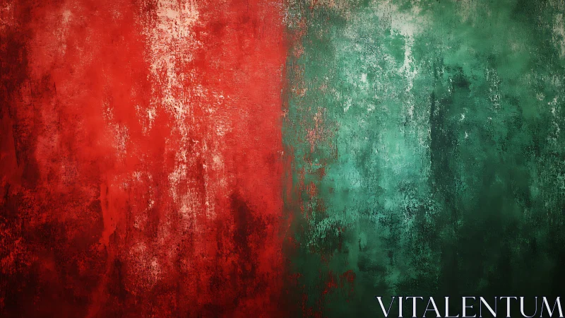 Warm red and cool green abstract wall of softly blended color.