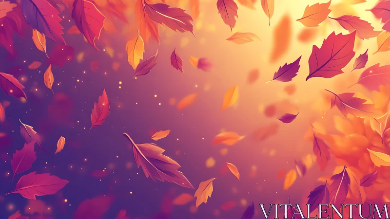 Autumn foliage drifts through radiant bokeh-lit atmosphere