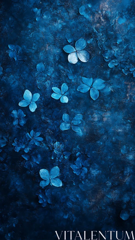 Gentle blue butterflies drifting through a dreamy night sky.
