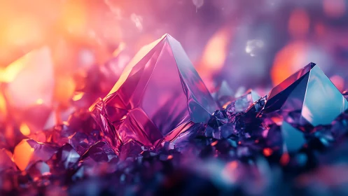 Luminous crystal peaks glow in vibrant neon fantasy light